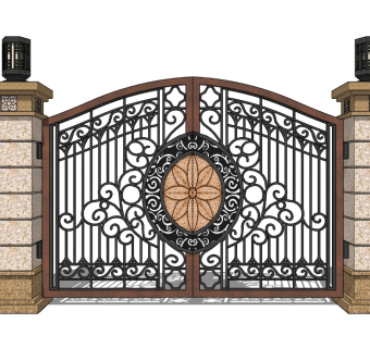 欧式铁艺大门别墅大门SU模型下载